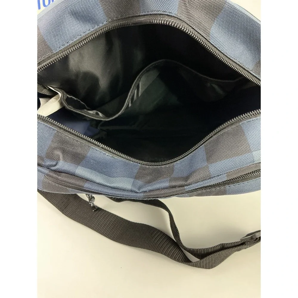 Eastsport Crossbody Bag Messenger Shoulder Bookbag‎ Checkered Pattern Blue Black